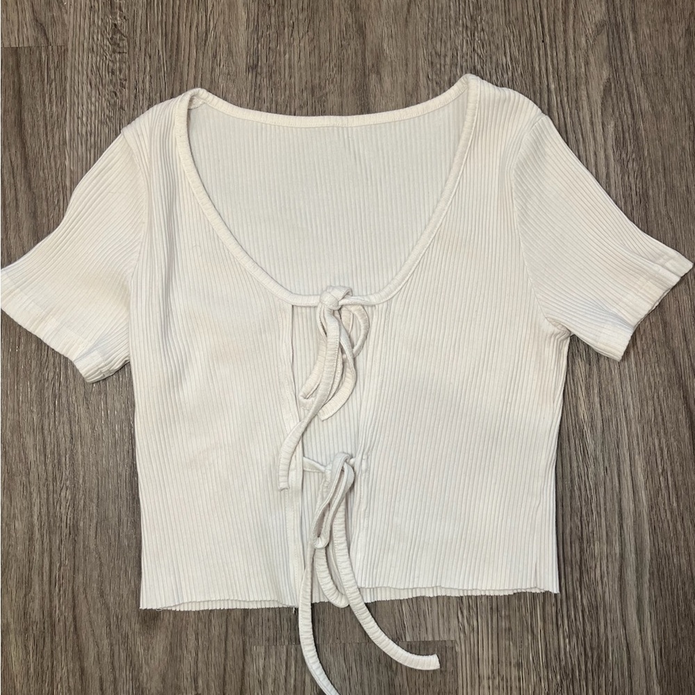 Tie up white tee shirt size S